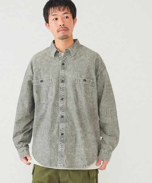BEAMS（ビームス）の「BEAMS / シャンブレー ミリタリーシャツ（シャツ/ブラウス・メンズ・ブラック/ライトブルー・S/M/L/XL）」の14枚目の写真