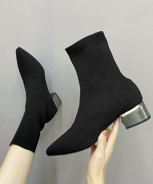 Miniministore(ミニミニストア)の「ストレッチブーツレディースショートブーツ(ブーツ・レディース・ブラック・24.5cm/23.5cm/24.0cm/22.5cm/23.0cm)」の1枚目の写真