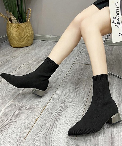 Miniministore(ミニミニストア)の「ストレッチブーツレディースショートブーツ(ブーツ・レディース・ブラック・24.5cm/23.5cm/24.0cm/22.5cm/23.0cm)」の2枚目の写真