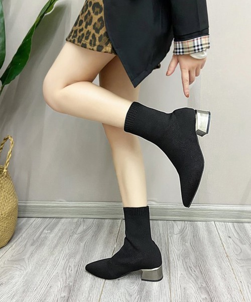 Miniministore(ミニミニストア)の「ストレッチブーツレディースショートブーツ(ブーツ・レディース・ブラック・24.5cm/23.5cm/24.0cm/22.5cm/23.0cm)」の4枚目の写真