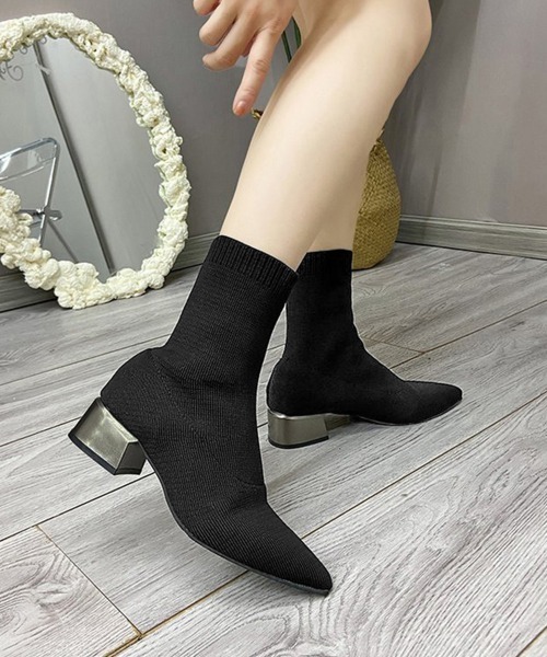 Miniministore(ミニミニストア)の「ストレッチブーツレディースショートブーツ(ブーツ・レディース・ブラック・24.5cm/23.5cm/24.0cm/22.5cm/23.0cm)」の7枚目の写真