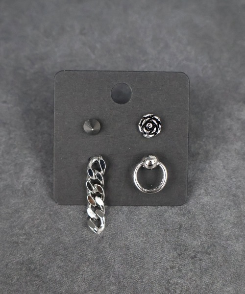 セール】メンズライクピアス 4セット / チタンポスト(金属アレルギー