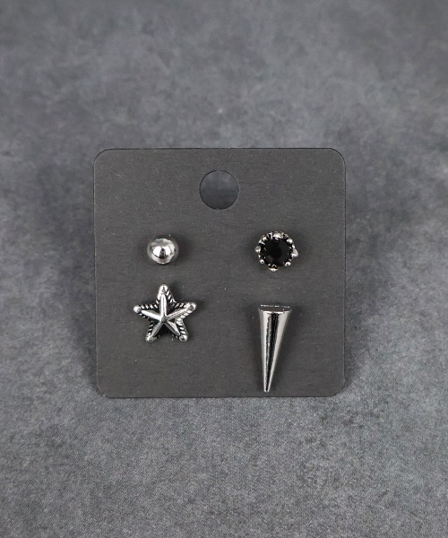 セール】メンズライクピアス 4セット / チタンポスト(金属アレルギー