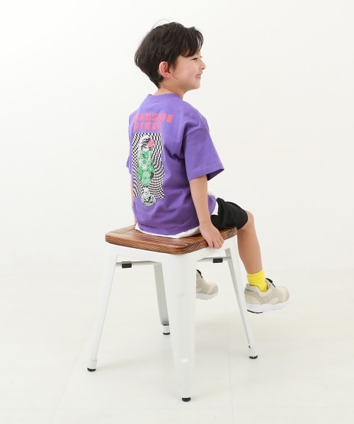 devirock（デビロック）の「デビラボ BIGシルエット プリント半袖Tシャツ（Tシャツ/カットソー・キッズ・スミクロ/グリーン系6/オフホワイト/グリーン系3/グレー系/バイオレット/ブラック系その他3/ブラック系その他/ホワイト系その他2/ライトグレー/ホワイト系その他/ピンク系/パープル系その他/ホワイト系その他3/パープル系5/ブラック系その他2・90cm/100cm/110cm/120cm/130cm/140cm/150cm/160cm）」の21枚目の写真