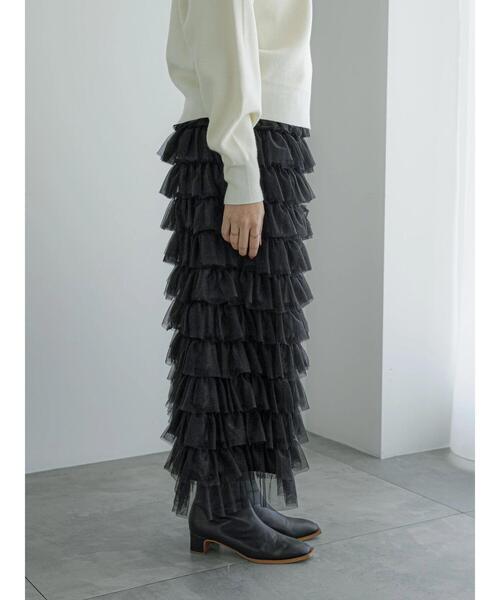 Te chichi（テチチ）の「チュールティアードタイトロングスカート（スカート・レディース・ブラック/オフホワイト・F）」の13枚目の写真