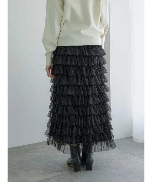 Te chichi（テチチ）の「チュールティアードタイトロングスカート（スカート・レディース・ブラック/オフホワイト・F）」の14枚目の写真
