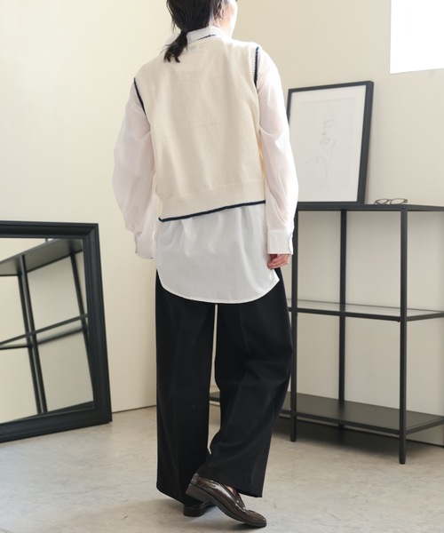 ULEULA（ウルア）の「PARISロゴニットベスト（ベスト・レディース・ネイビー/アイボリー・FREE）」の14枚目の写真