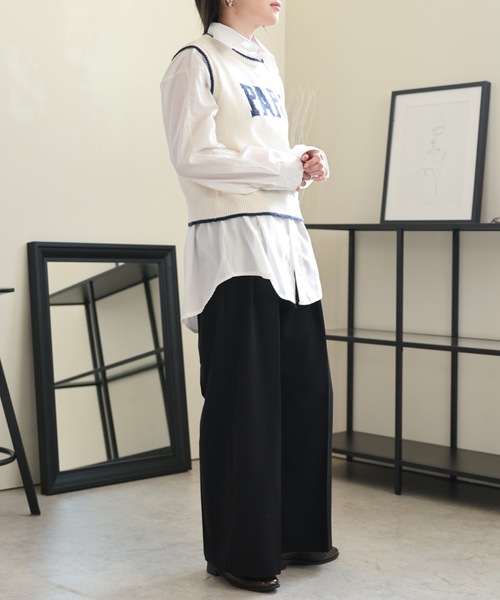 ULEULA（ウルア）の「PARISロゴニットベスト（ベスト・レディース・ネイビー/アイボリー・FREE）」の11枚目の写真