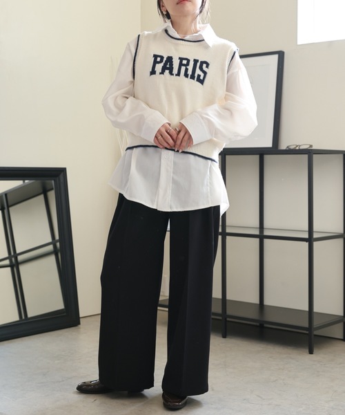 ULEULA（ウルア）の「PARISロゴニットベスト（ベスト・レディース・ネイビー/アイボリー・FREE）」の12枚目の写真