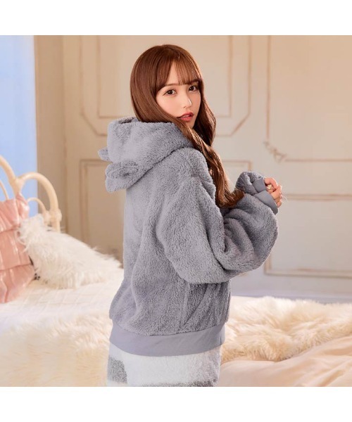 DRW（ドロー）の「ルームウェア ねこ耳 フード付き ボア パーカー