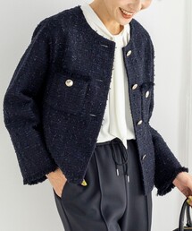 NOLLEY’S Sophi | フラッグツイードショートジャケット(ノーカラージャケット)