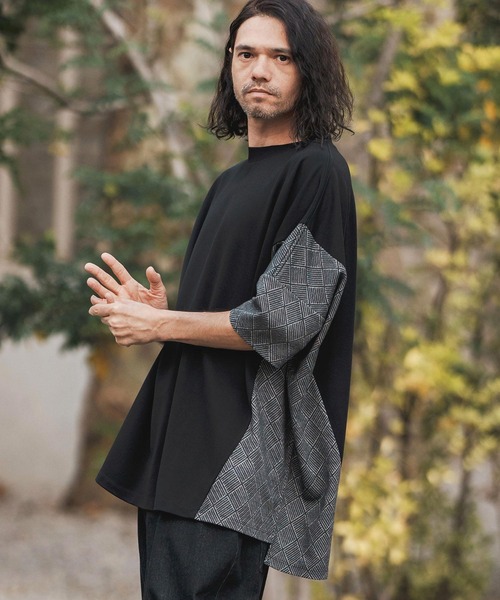 CAMBIO（カンビオ）の「mt8800- Side Jacquard Ponti Cut sew Tシャツ（Tシャツ/カットソー・メンズ・ホワイト/ブラック・L/S/M）」の2枚目の写真