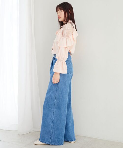 MAJESTIC LEGON（マジェスティックレゴン）の「Ladyレースフリルブラウス（シャツ/ブラウス・レディース・ピンク/オフホワイト/チャコールグレー/ブルー・MEDIUM）」の8枚目の写真