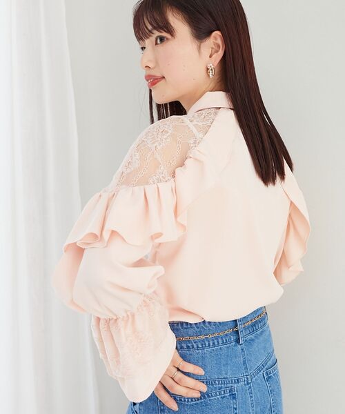MAJESTIC LEGON（マジェスティックレゴン）の「Ladyレースフリルブラウス（シャツ/ブラウス・レディース・ピンク/オフホワイト/チャコールグレー/ブルー・MEDIUM）」の13枚目の写真