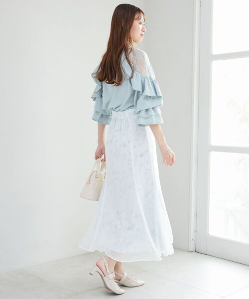 MAJESTIC LEGON（マジェスティックレゴン）の「Ladyレースフリルブラウス（シャツ/ブラウス・レディース・ピンク/オフホワイト/チャコールグレー/ブルー・MEDIUM）」の17枚目の写真