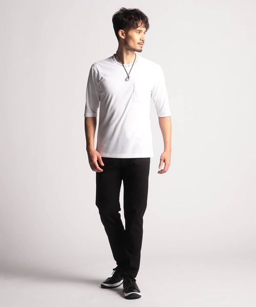 NICOLE CLUB FOR MEN（ニコルクラブフォーメン）の「ロゴプリントポケット半袖Ｔシャツ（Tシャツ/カットソー・メンズ・オフホワイト/ブラック/オレンジ系/キナリ・X-LARGE/LARGE/MEDIUM）」の5枚目の写真