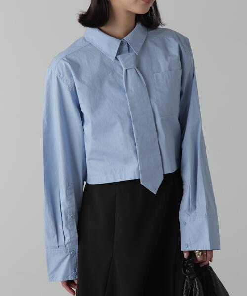 FREE'S MART（フリーズマート）の「◆ネクタイセットショート丈シャツ（シャツ/ブラウス・レディース・ホワイト/ブルー/ベージュ・FREE）」の3枚目の写真