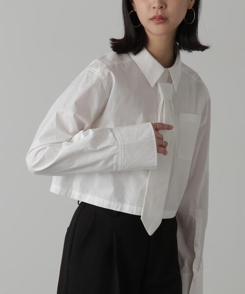 FREE'S MART（フリーズマート）の「◆ネクタイセットショート丈シャツ（シャツ/ブラウス・レディース・ホワイト/ブルー/ベージュ・FREE）」の5枚目の写真