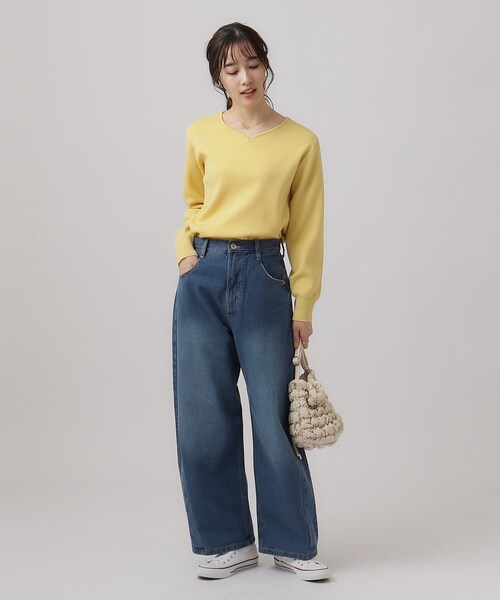 DRESKIP（ドレスキップ）の「◆【洗える】女性らしく優し気な ハートネックニット（ニット/セーター・レディース・ライトイエロー系/ブラック/ライトベージュ/グレー/ブルー・02/03/04）」の9枚目の写真