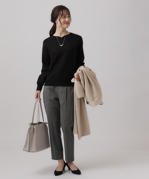 DRESKIP（ドレスキップ）の「◆【洗える】女性らしく優し気な ハートネックニット（ニット/セーター・レディース・ライトイエロー系/ブラック/ライトベージュ/グレー/ブルー・02/03/04）」の8枚目の写真