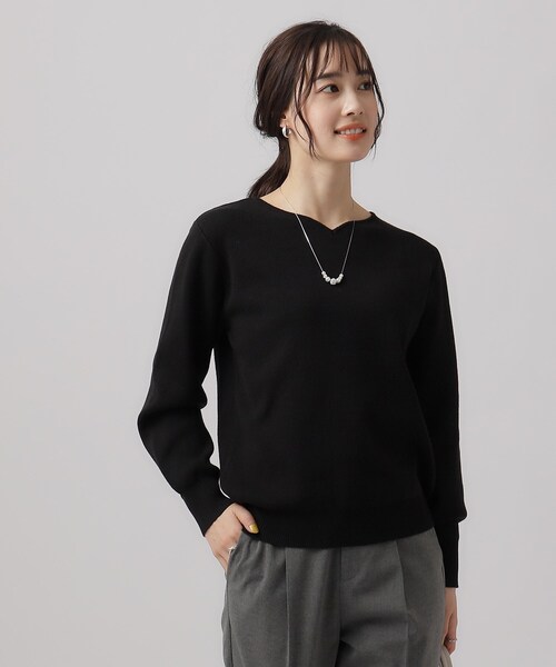 DRESKIP（ドレスキップ）の「◆【洗える】女性らしく優し気な ハートネックニット（ニット/セーター・レディース・ライトイエロー系/ブラック/ライトベージュ/グレー/ブルー・02/03/04）」の6枚目の写真