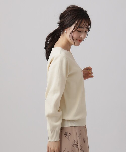 DRESKIP（ドレスキップ）の「◆【洗える】女性らしく優し気な ハートネックニット（ニット/セーター・レディース・ライトイエロー系/ブラック/ライトベージュ/グレー/ブルー・02/03/04）」の13枚目の写真