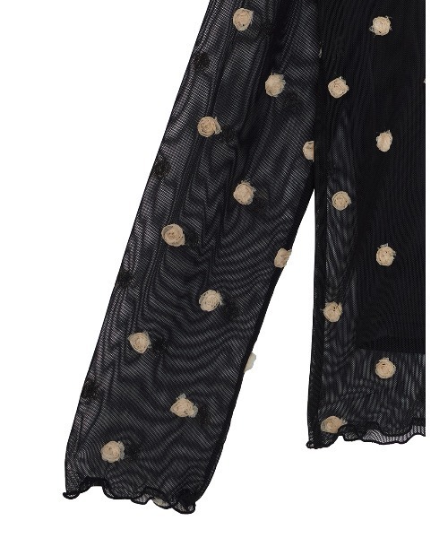 Ameri（アメリ）の「ROSE MOTIF SHEER TOP（Tシャツ/カットソー