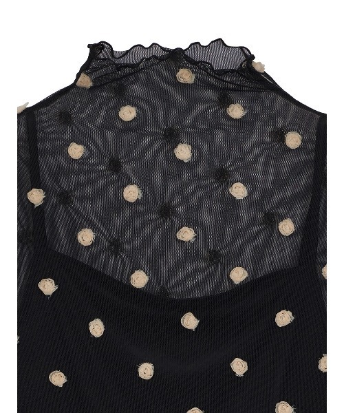 Ameri（アメリ）の「ROSE MOTIF SHEER TOP（Tシャツ/カットソー