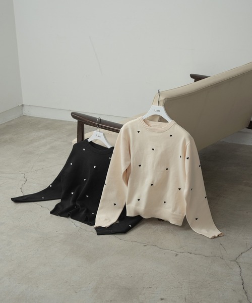 I_am(アイアム)の「heartful crew neck pullover / ハートフルクルーネックプルオーバー(Tシャツ/カットソー・レディース・アイボリー/ブラック・FREE)」の9枚目の写真