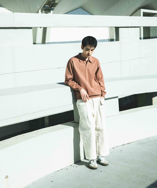 JOURNAL STANDARD（ジャーナルスタンダード）の「透かし編み ポリニットポロシャツ L/S（ニット/セーター・メンズ・ブラック系その他/ベージュ/ブルー系その他/ピンク・MEDIUM/LARGE）」の8枚目の写真