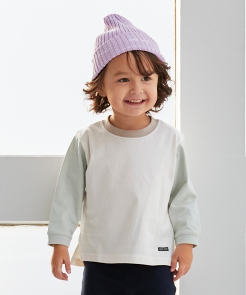 petit main(プティマイン)の「【プティプラ】BOYS長袖Tシャツ(Tシャツ/カットソー・キッズ・エメラルド/ブルー/ピンク/ブラック×ホワイト/ホワイト/オフホワイト/クリーム/ライトブルー/ブラック/マルチ・130cm/80cm/90cm/110cm/120cm/100cm)」の6枚目の写真