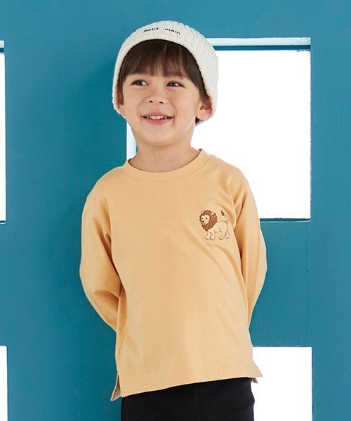 petit main(プティマイン)の「【プティプラ】BOYS長袖Tシャツ(Tシャツ/カットソー・キッズ・エメラルド/ブルー/ピンク/ブラック×ホワイト/ホワイト/オフホワイト/クリーム/ライトブルー/ブラック/マルチ・130cm/80cm/90cm/110cm/120cm/100cm)」の5枚目の写真