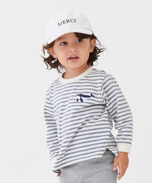 petit main(プティマイン)の「【プティプラ】BOYS長袖Tシャツ(Tシャツ/カットソー・キッズ・エメラルド/ブルー/ピンク/ブラック×ホワイト/ホワイト/オフホワイト/クリーム/ライトブルー/ブラック/マルチ・130cm/80cm/90cm/110cm/120cm/100cm)」の7枚目の写真