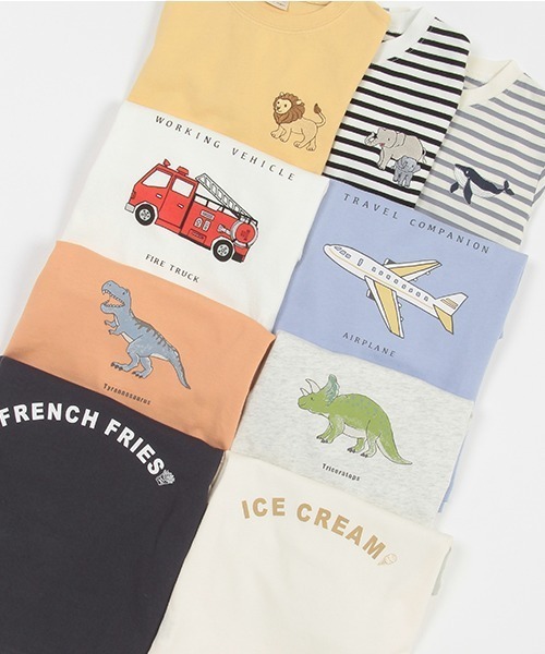 petit main(プティマイン)の「【プティプラ】BOYS長袖Tシャツ(Tシャツ/カットソー・キッズ・エメラルド/ブルー/ピンク/ブラック×ホワイト/ホワイト/オフホワイト/クリーム/ライトブルー/ブラック/マルチ・130cm/80cm/90cm/110cm/120cm/100cm)」の14枚目の写真