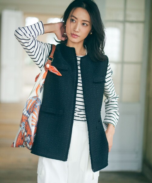 23区 S(ニジュウサンクチイサイサイズ)の「【Oggi4月号掲載/洗える】Armor-lux ボーダー カットソー(Tシャツ/カットソー・レディース・ブラック系1/レッド系1/ブルー系1・32)」の7枚目の写真
