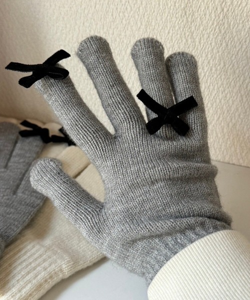 セール】スマホ対応!キュートリボン手袋（手袋）｜fiere（フィエール