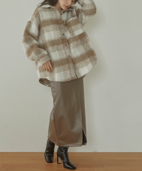 ACYM（アシーム）の「Nuance check shirt ジャケット（テーラードジャケット・レディース・ベージュ/グレー・FREE）」の19枚目の写真