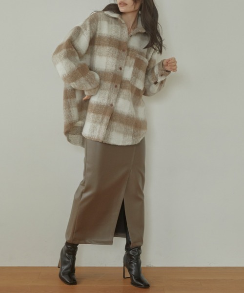 ACYM（アシーム）の「Nuance check shirt ジャケット（テーラードジャケット・レディース・ベージュ/グレー・FREE）」の12枚目の写真