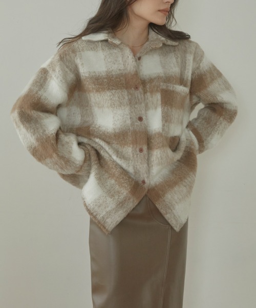 ACYM（アシーム）の「Nuance check shirt ジャケット（テーラードジャケット・レディース・ベージュ/グレー・FREE）」の16枚目の写真