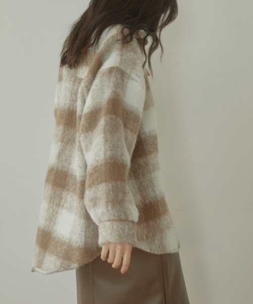 ACYM（アシーム）の「Nuance check shirt ジャケット（テーラードジャケット・レディース・ベージュ/グレー・FREE）」の10枚目の写真