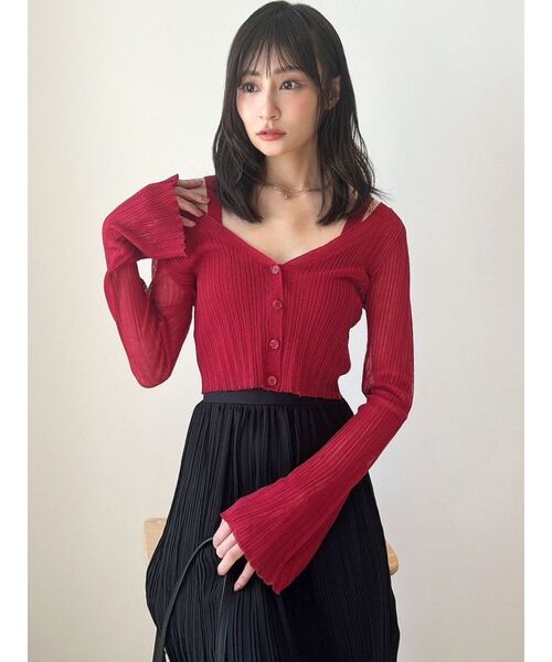 シアーニットタイトカーディガン【セットアップ着用可能