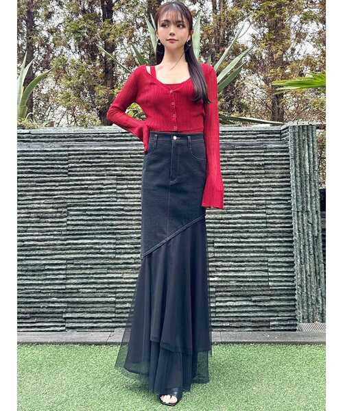 RESEXXY(リゼクシー)の「シアーニットタイトカーディガン【セットアップ着用可能】(カーディガン/ボレロ・レディース・ホワイト/ブラック/レッド/その他1・FREE)」の10枚目の写真