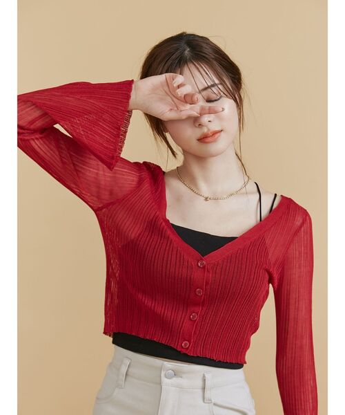 RESEXXY(リゼクシー)の「シアーニットタイトカーディガン【セットアップ着用可能】(カーディガン/ボレロ・レディース・ホワイト/ブラック/レッド/その他1・FREE)」の11枚目の写真