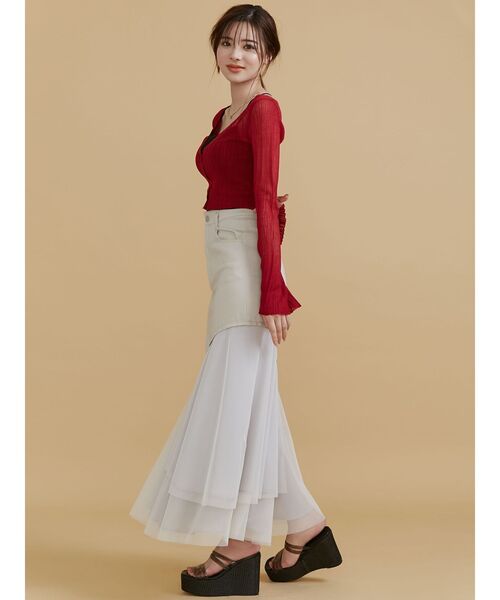 RESEXXY(リゼクシー)の「シアーニットタイトカーディガン【セットアップ着用可能】(カーディガン/ボレロ・レディース・ホワイト/ブラック/レッド/その他1・FREE)」の12枚目の写真