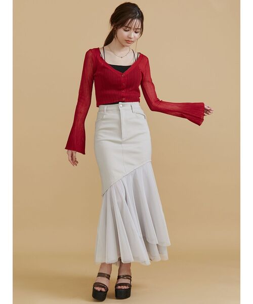 RESEXXY(リゼクシー)の「シアーニットタイトカーディガン【セットアップ着用可能】(カーディガン/ボレロ・レディース・ホワイト/ブラック/レッド/その他1・FREE)」の13枚目の写真