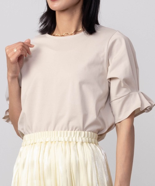 HusHusH（ハッシュアッシュ）の「HusHusH ハッシュアッシュ タックスリーブＴシャツ（Tシャツ/カットソー・レディース・ベージュ/ブラック/ホワイト・L/M/S）」の3枚目の写真