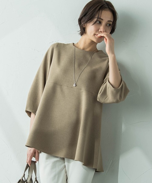 LAUTREAMONT(ロートレアモン)の「【WEB限定】【7号あり】ペプラムチュニックブラウス≪洗える/防シワ≫(シャツ/ブラウス・レディース・ネイビー/オフホワイト/グリーン/キャメル・9号)」の4枚目の写真