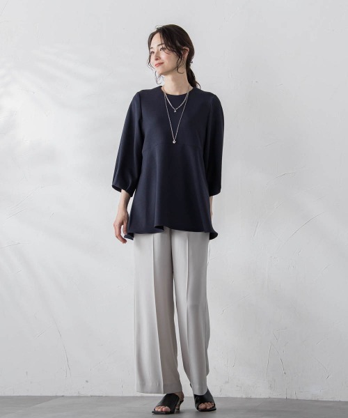 LAUTREAMONT(ロートレアモン)の「【WEB限定】【7号あり】ペプラムチュニックブラウス≪洗える/防シワ≫(シャツ/ブラウス・レディース・ネイビー/オフホワイト/グリーン/キャメル・9号)」の7枚目の写真