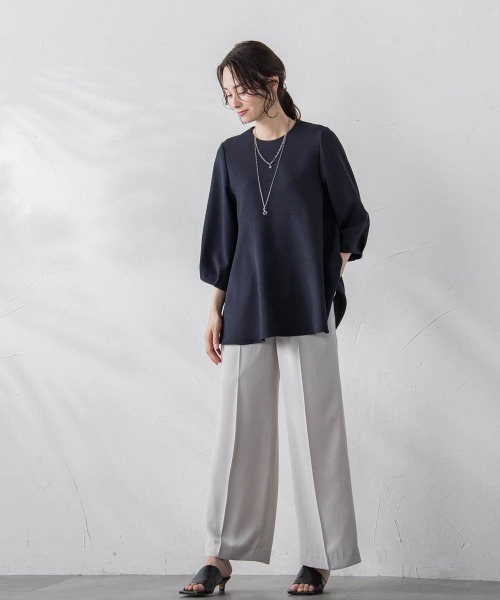 LAUTREAMONT(ロートレアモン)の「【WEB限定】【7号あり】ペプラムチュニックブラウス≪洗える/防シワ≫(シャツ/ブラウス・レディース・ネイビー/オフホワイト/グリーン/キャメル・9号)」の8枚目の写真