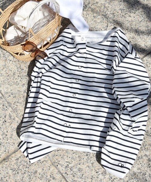 Ocean Pacific(オーシャンパシフィック)の「【SHIPS any別注】Ocean Pacific:ラッシュガード (クリアバッグ付)24SS(ラッシュガード・レディース・ブラック/オフホワイト・ONE SIZE)」の2枚目の写真